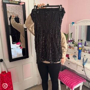 Black Sequin Sleeveless Top
